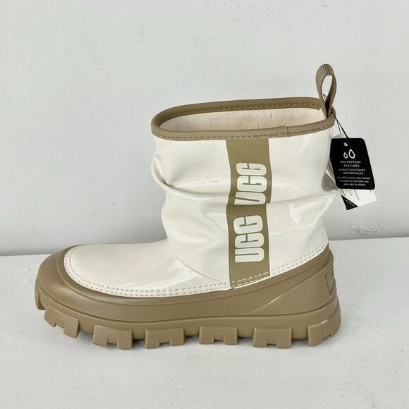 Big Kids Size 2-UGG Classic BRELLAH MINI Rain/Winter Boots-Mustard Seed/Jasmine - Picture 3 of 7